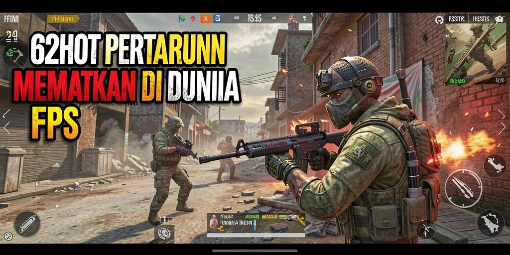 Tampilan gameplay dari 62HOT dengan pertempuran FPS yang mendebarkan.