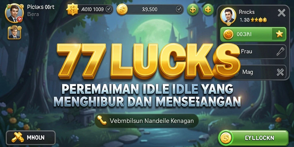 Tampilan gameplay 77LUCKS yang menampilkan karakter dan sumber daya yang berkembang.