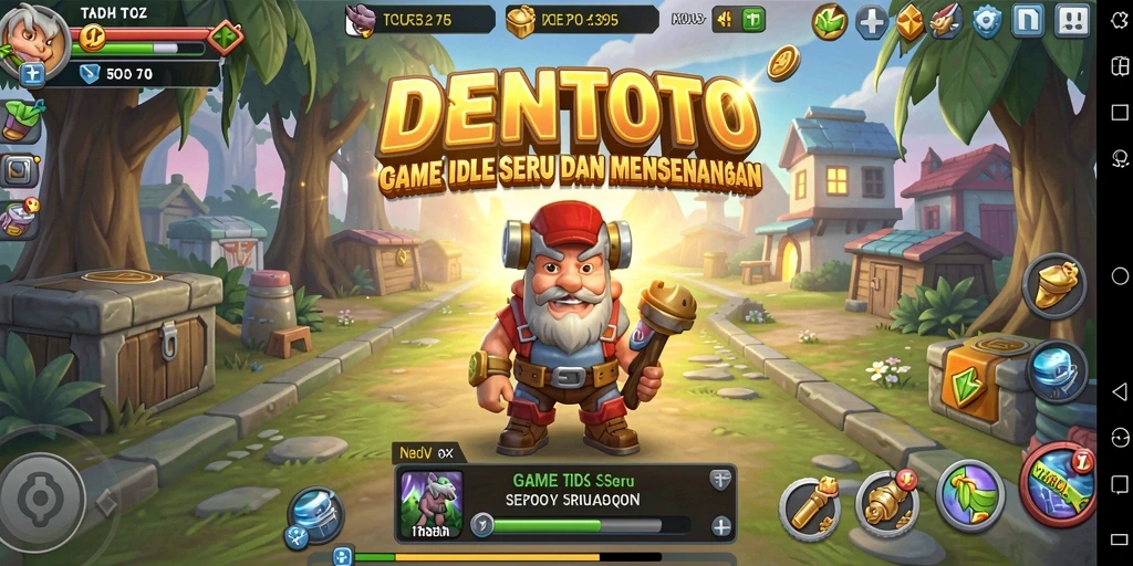 Gameplay DENTOTO yang menampilkan karakter berkembang secara otomatis.