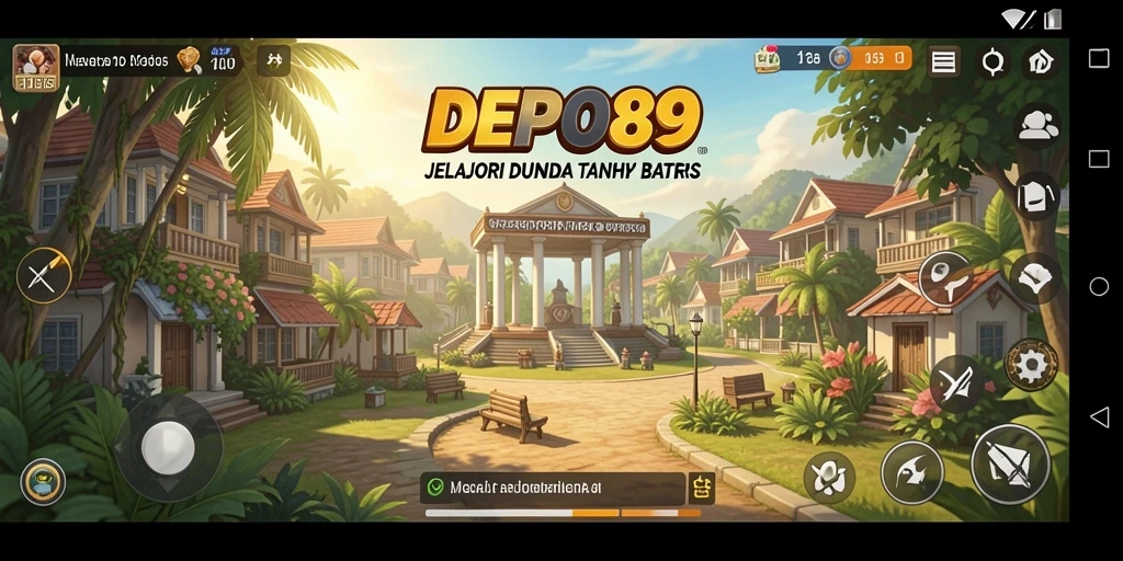 Tangkapan layar gameplay DEPO89 menunjukkan eksplorasi dunia yang luas.