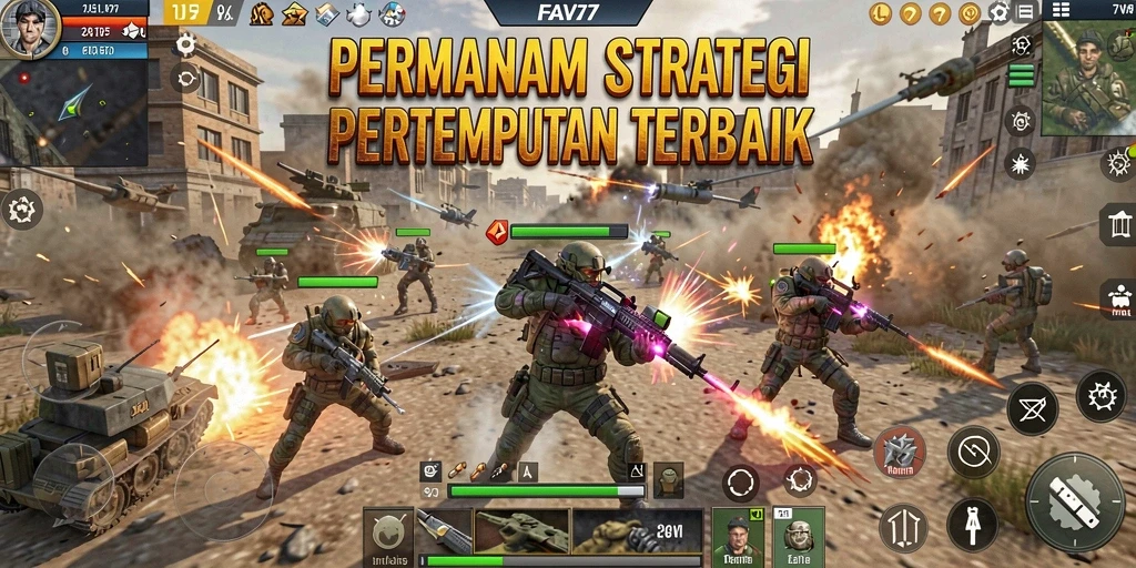 Screenshot FAV77 menampilkan pertempuran strategis yang mendebarkan.