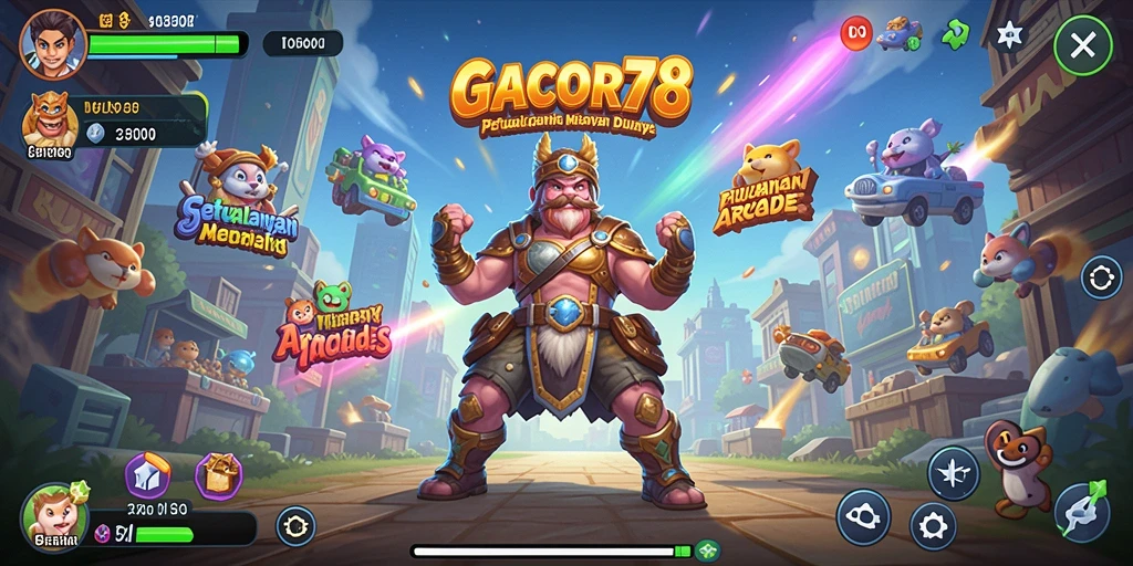 Screenshot gameplay GACOR78 menunjukkan aksi seru dalam level Arcade.