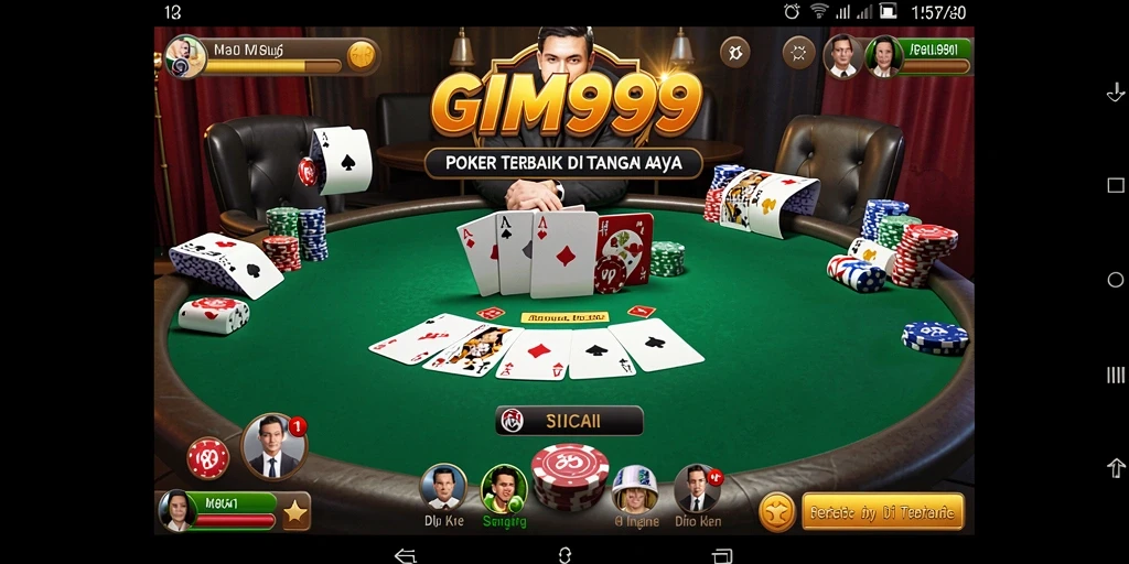 Screenshot gameplay GIM999 yang menampilkan aksi Poker yang seru.