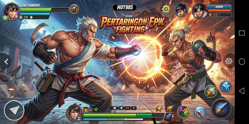 Gameplay HOT985 menampilkan pertarungan yang seru dan grafis yang menawan.