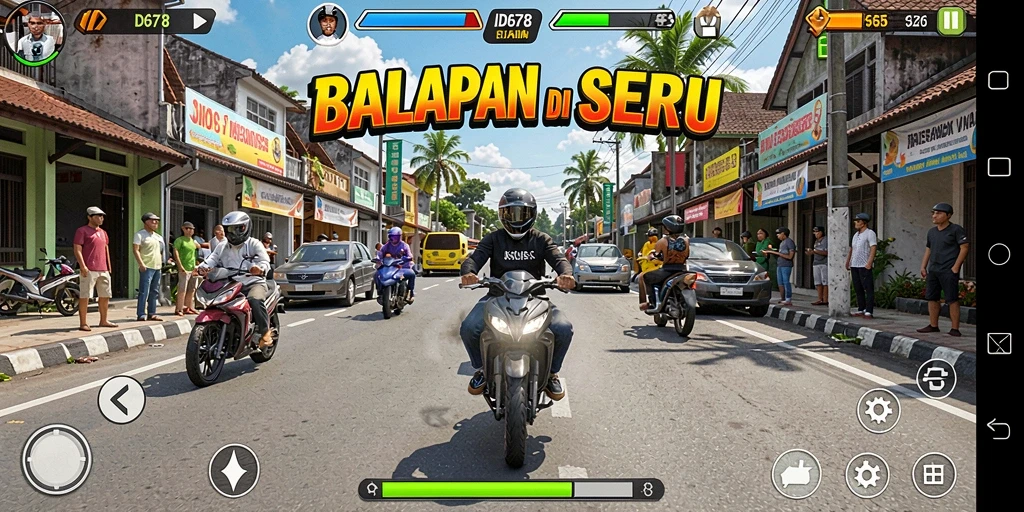 Tampilan gameplay menarik dari ID678 dengan aksi balapan yang mendebarkan.