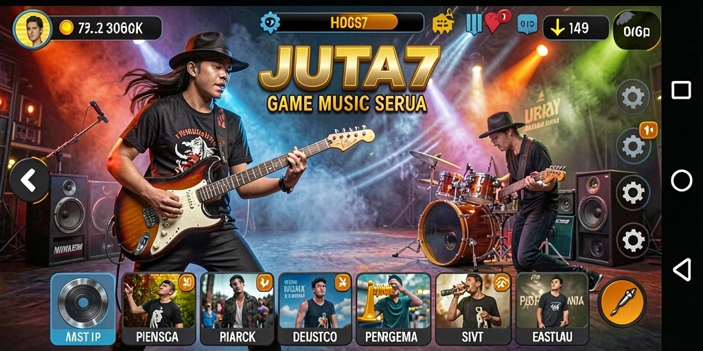 Screenshot gameplay JUTA7 menampilkan keseruan bermain musik secara interaktif.