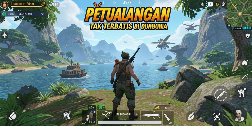 Screenshot gameplay JV88 menampilkan petualangan seru di dunia terbuka.