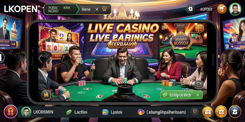 Tampilan interaktif permainan Live Casino di LKOPEN dengan dealer langsung.