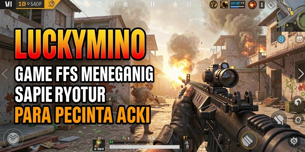 Tampilan seru dari gameplay intens LUCKYMINO di medan perang.