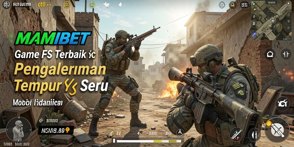 Screenshot utama MAMIBET menampilkan aksi gameplay FPS yang seru.
