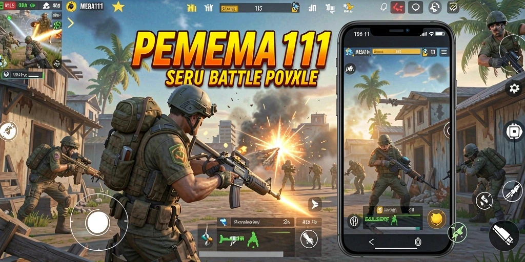 Tampilan gameplay seru dari pertempuran Battle Royale di MEGA111.