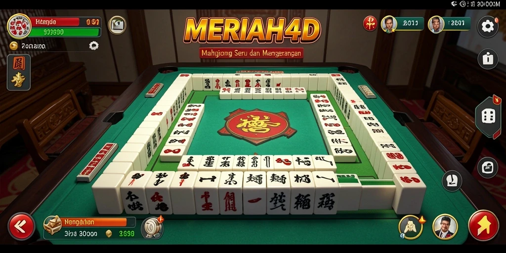 Screenshot gameplay MERIAH4D menunjukkan papan Mahjong yang penuh warna.