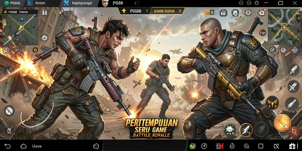Screenshot PGG68 menampilkan aksi mendebarkan dalam permainan Battle Royale.