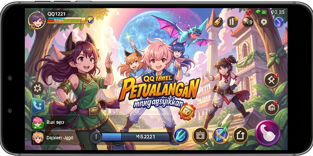 Screenshot QQ1221 menampilkan pertarungan seru dengan karakter anime.
