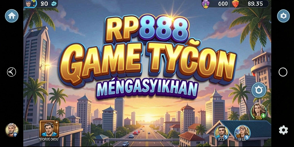 Tampilan gameplay RP888 yang menggambarkan strategi bisnis yang seru.