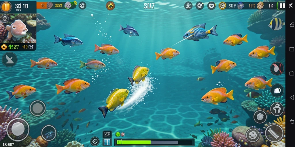 Screenshot utama gameplay Tembak Ikan dalam SD107.