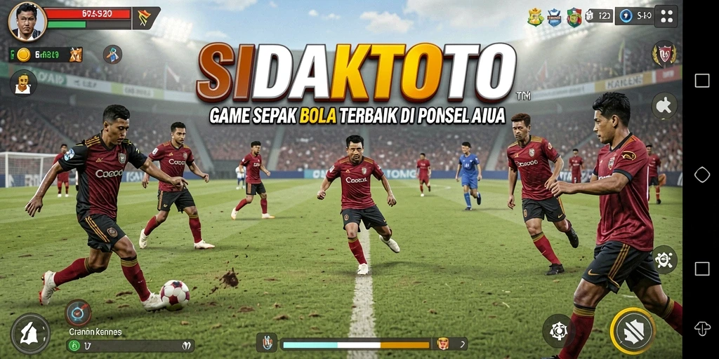 Tangkapan layar gameplay <strong>SIDAKTOTO</strong> menunjukkan aksi seru di lapangan sepak bola.