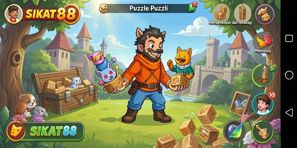 Tampilan gameplay menarik SIKAT88 dengan berbagai puzzle yang menantang.