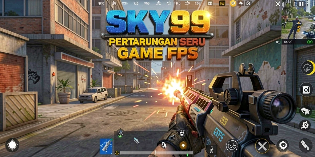 Tampilan gameplay intens dari SKY99 dengan aksi tembak-menembak seru.