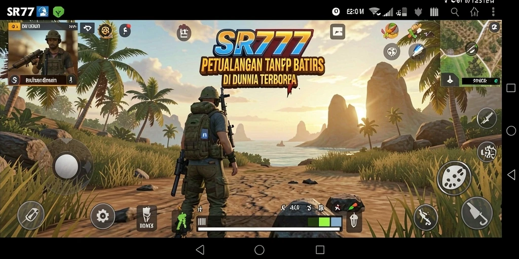 Screenshot utama SR777 menampilkan momen eksplorasi seru di dunia terbuka.