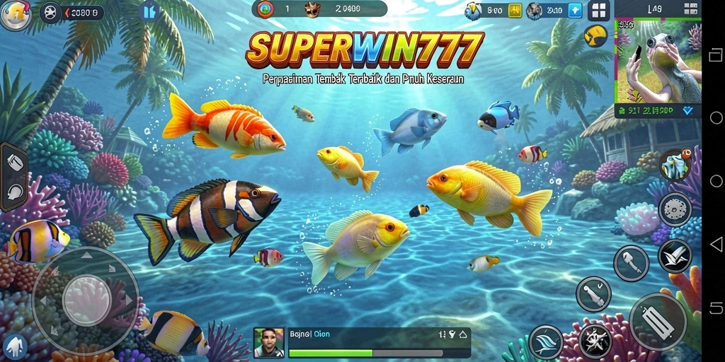 Screenshot gameplay SUPERWIN777 yang menampilkan aksi Tembak Ikan yang seru.