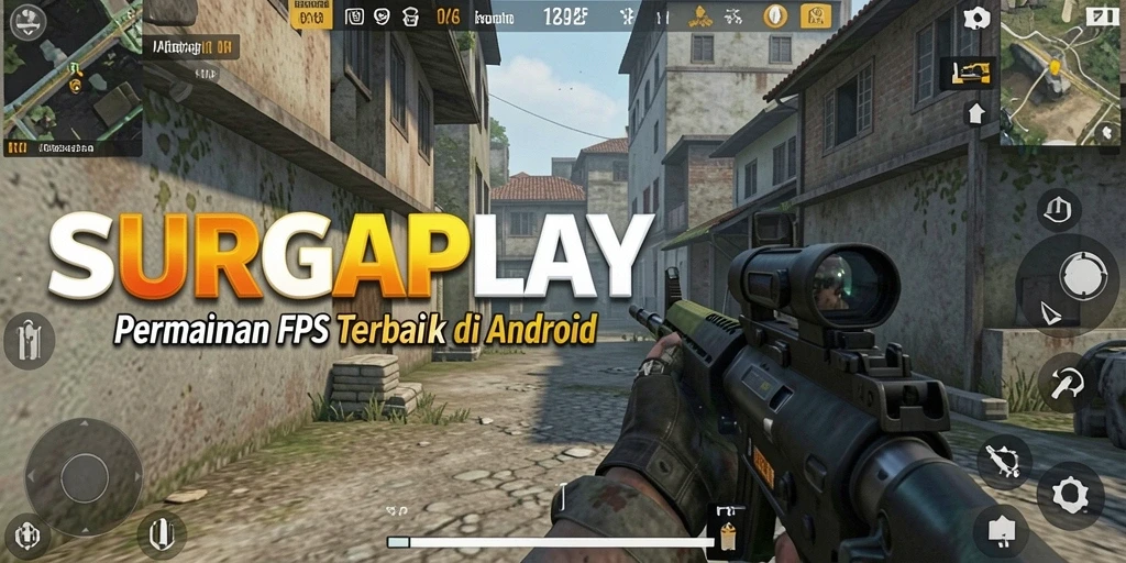 Tangkapan layar utama dari SURGAPLAY yang menunjukkan aksi gameplay FPS yang dinamis.