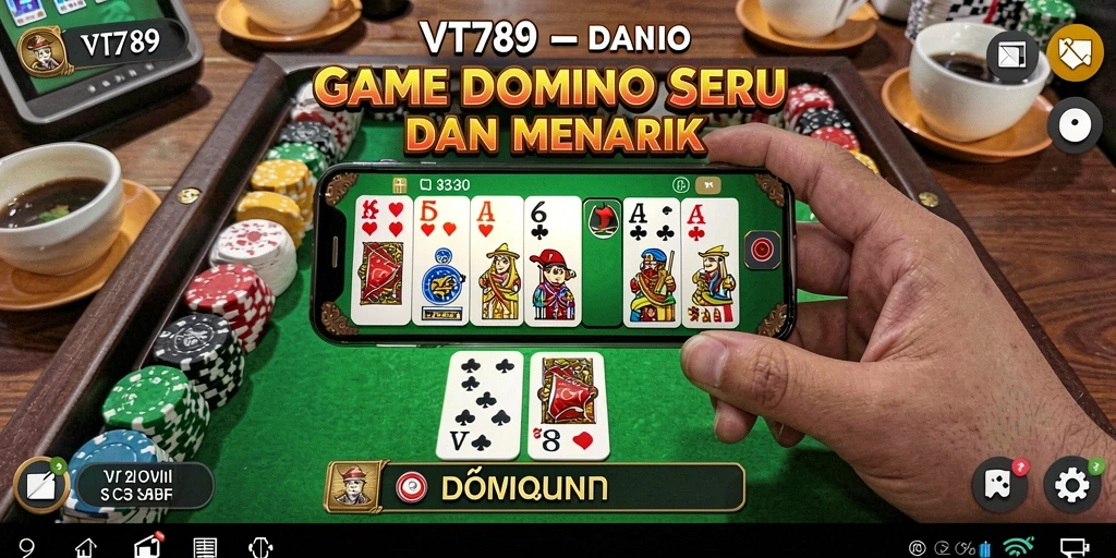 Tampilan utama gameplay Domino VT789 yang seru dan interaktif.