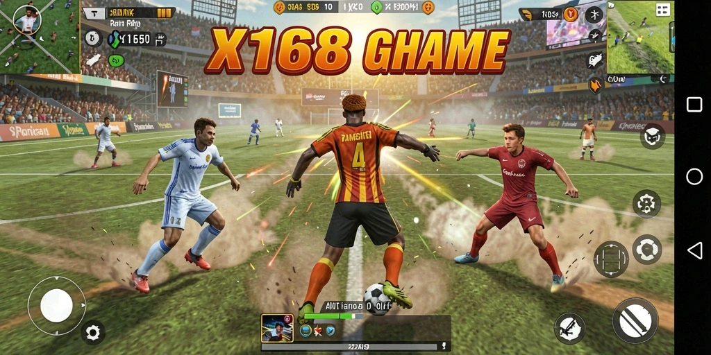 Tampilan gameplay X168 dengan aksi olahraga yang seru.