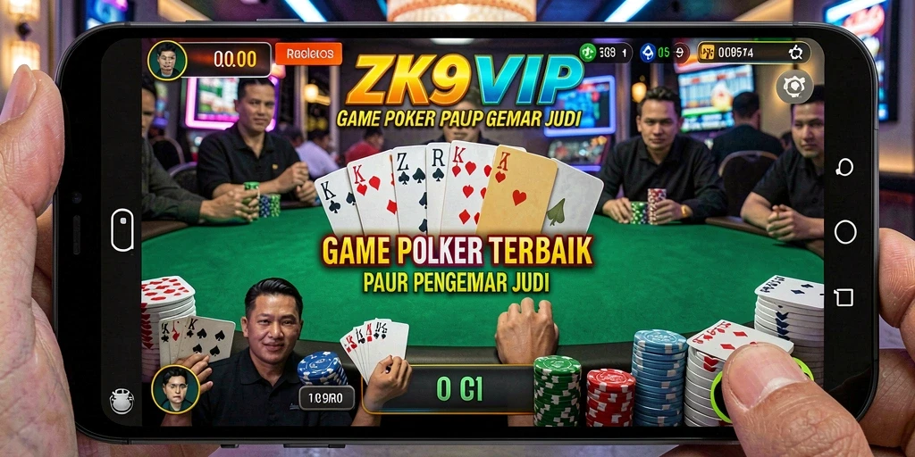 Tampilan gameplay Poker seru di ZK9VIP yang menampilkan pemain sedang berkompetisi.